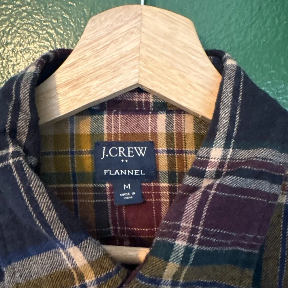J. Crew Men's Navy Flannel Button-Down Shirt